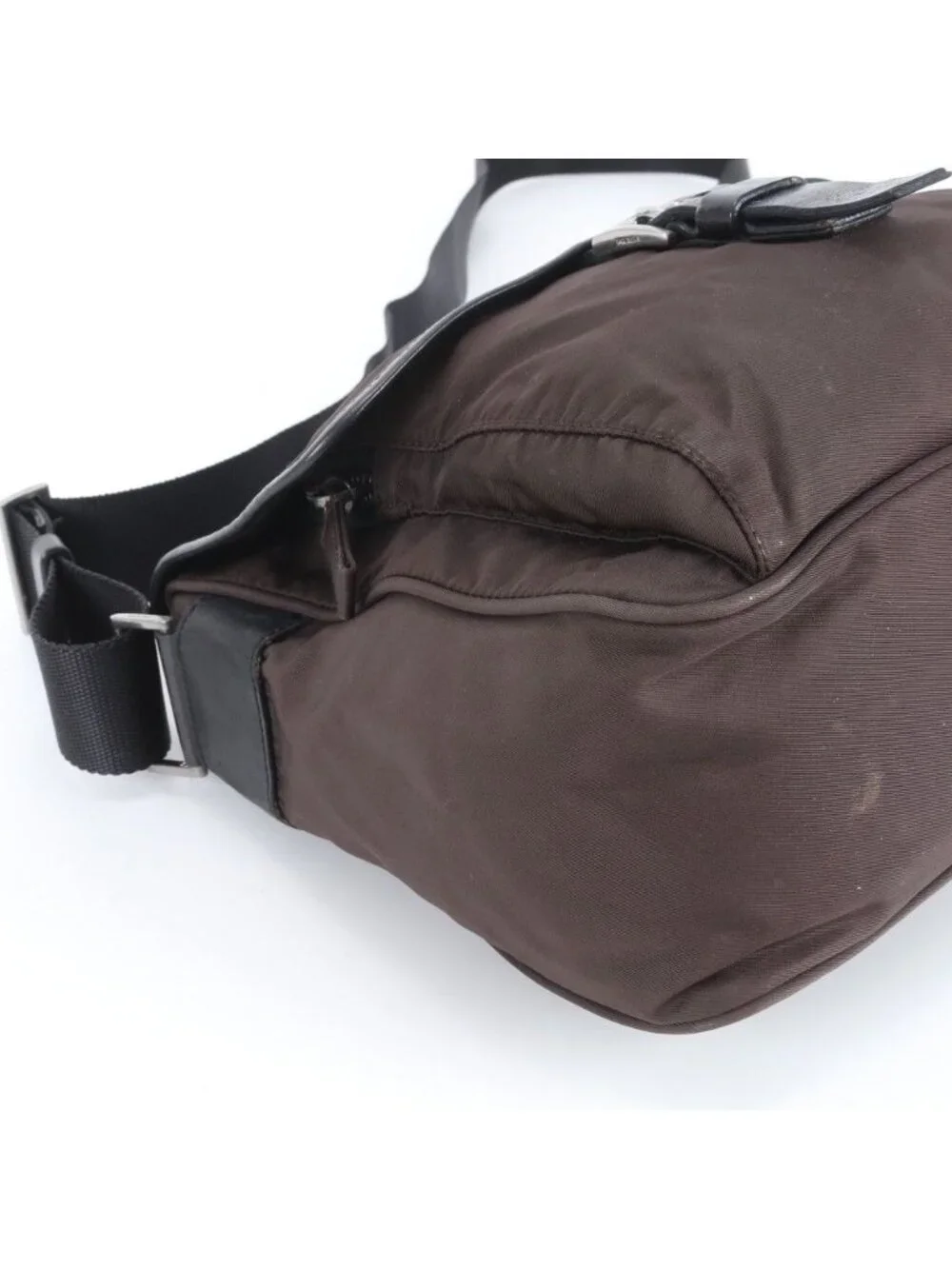 Prada Tessuto Nylon Triangle Logo Leather Shoulder Bag Crossbody Messenger